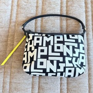 Longchamp Black and White Shoulder Bag with Yellow Tag